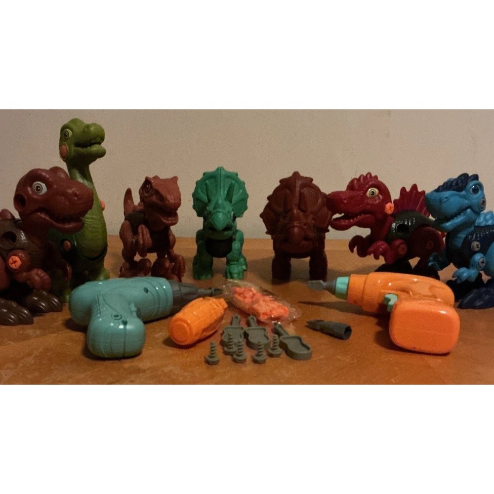 Take Part Stem Building Dinosaurs With Power Drill And Screwdrivers, Lot Of 7